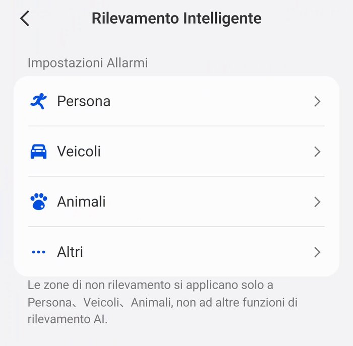 App Reolink: rilevamento intelligente con persone, veicoli, animali e altri
