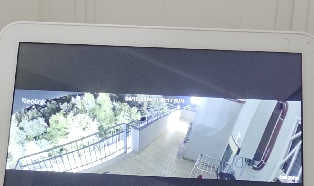 Echo Show con la diretta notturna di Reolink Argus 4 Pro sul balcone